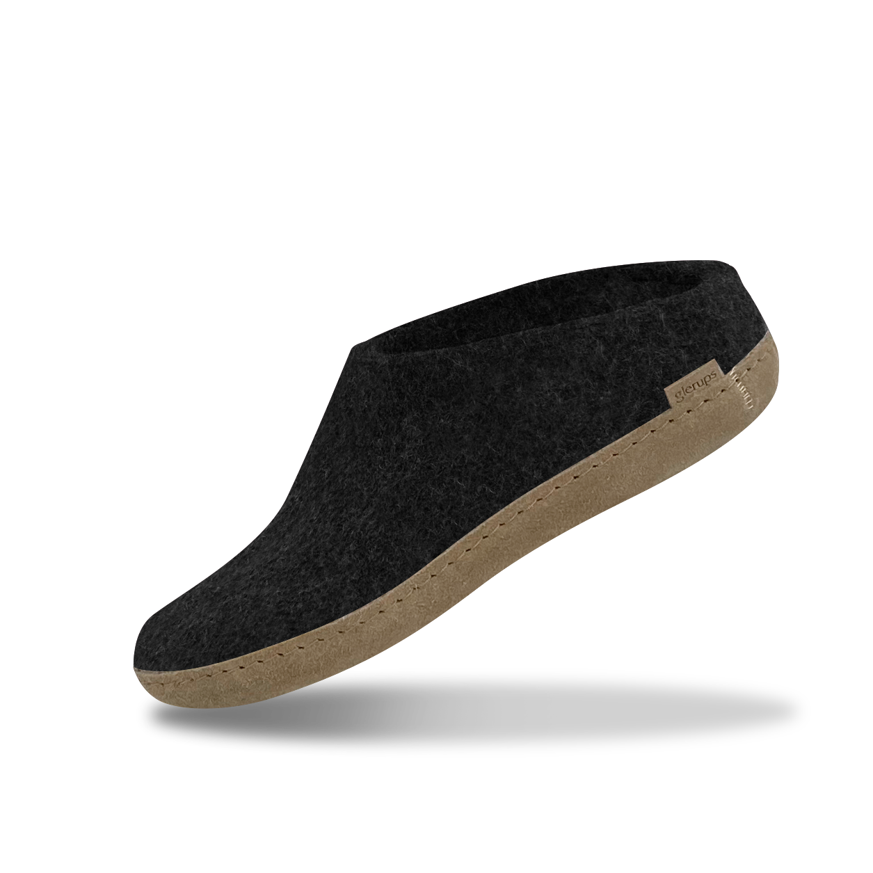 Glerups leather sole slip ons in charcoal
