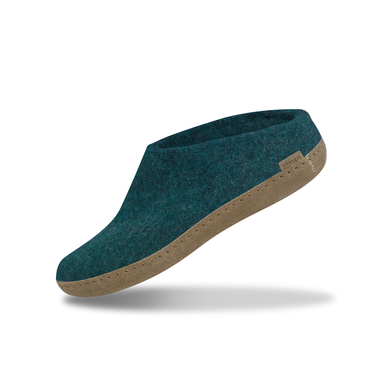 Glerups leather sole slip ons in forest