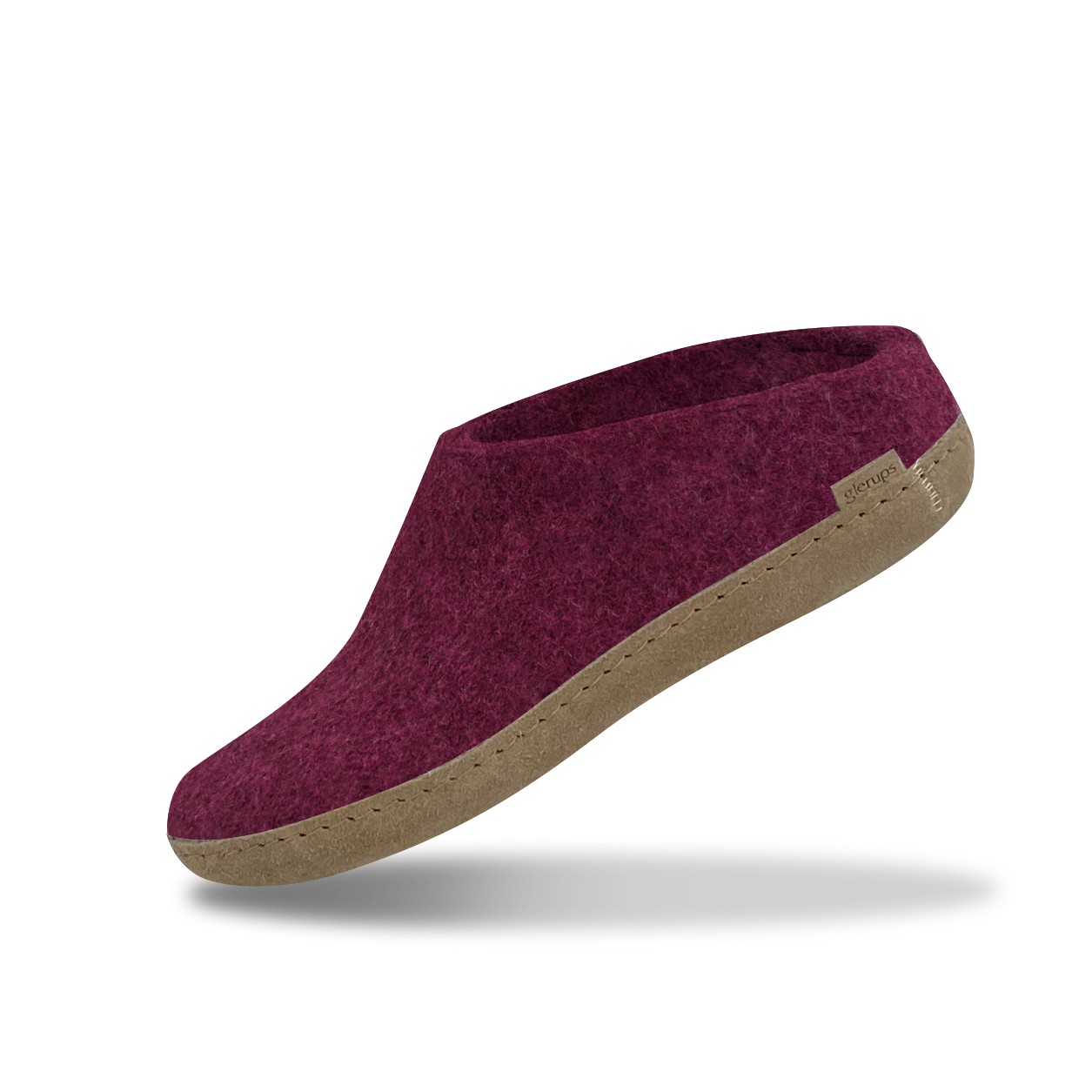 Glerups leather sole slip ons in cranberry