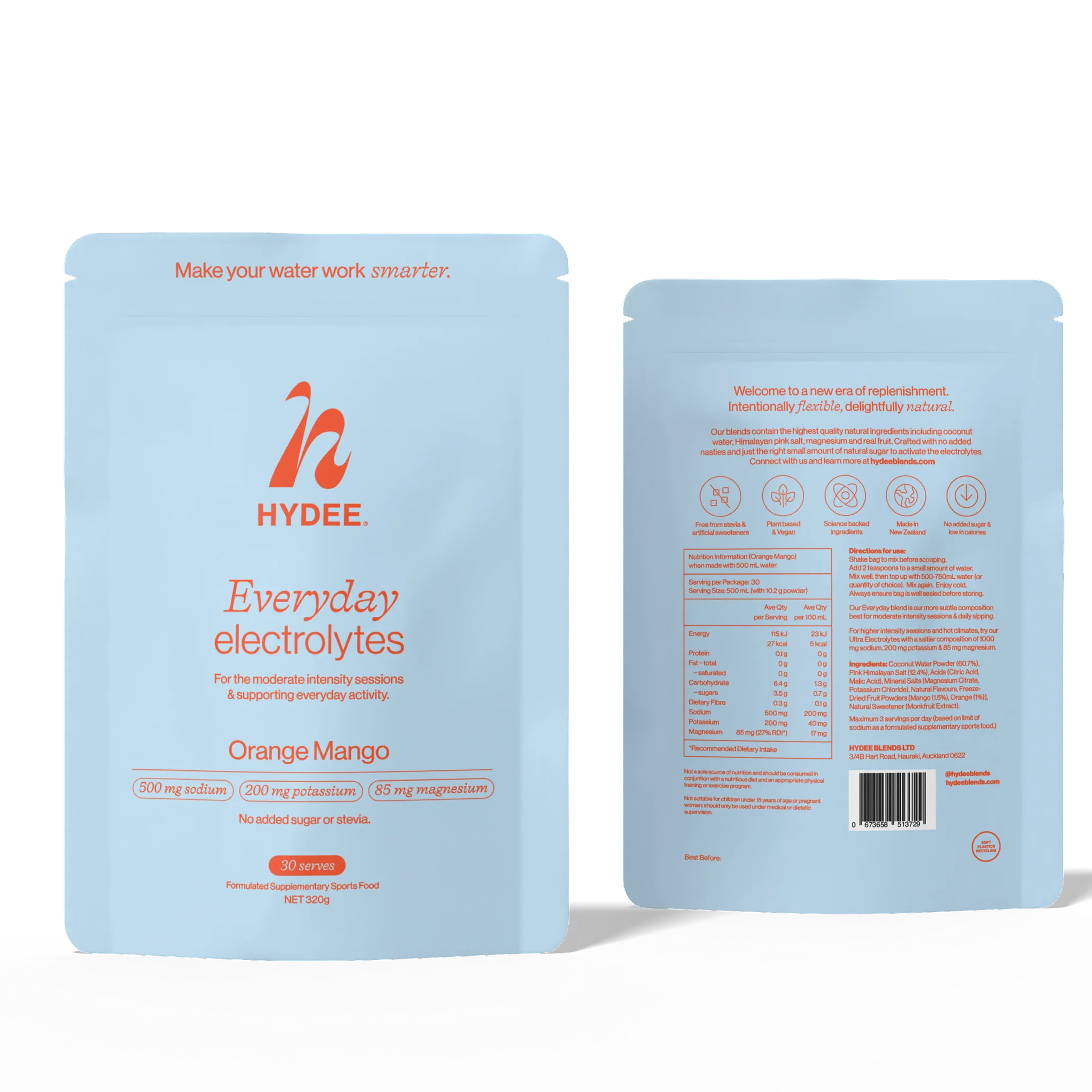 Hydee Everyday Electrolytes Orange Mango package on a white background