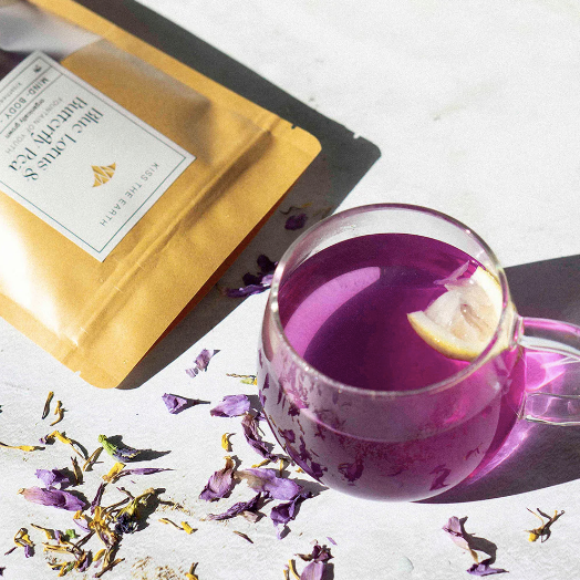 Blue Lotus & Butterfly Pea tea in a cup