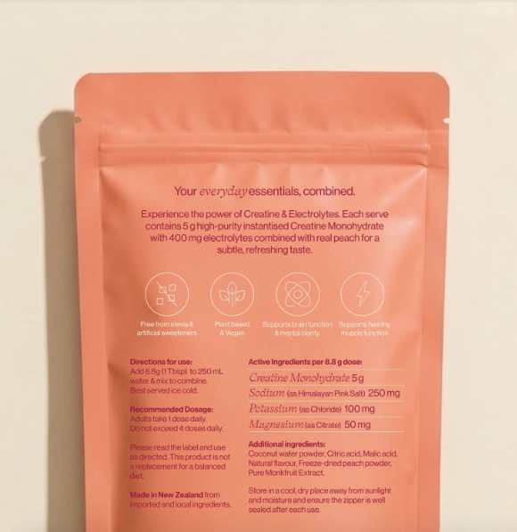 the back of the hydee creatine and electrolytes packet