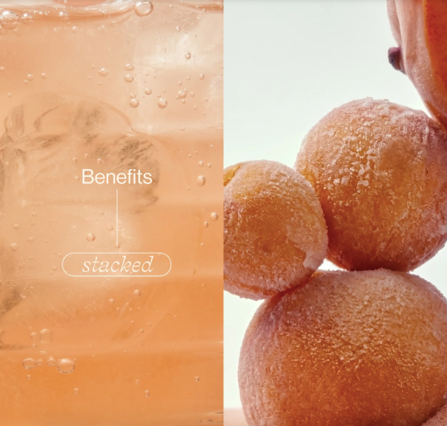 freeze dried peaches and peach juice with words