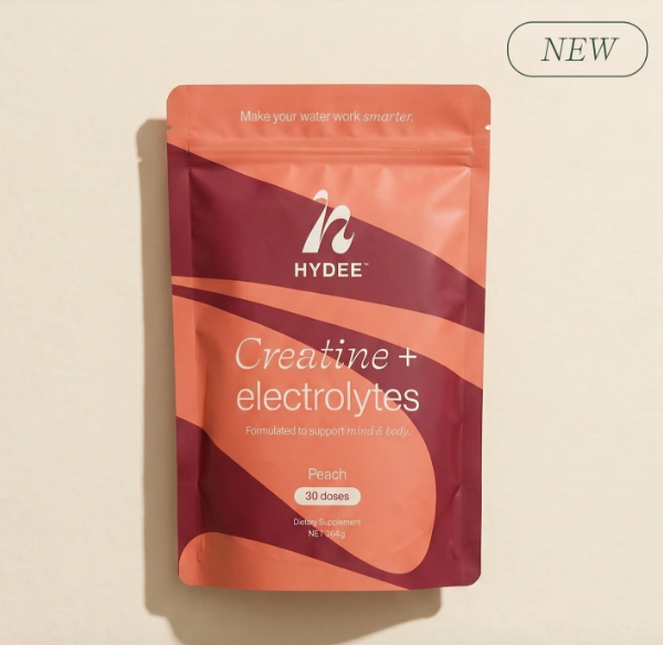 HYDEE creatine and electrolytes packet on a white background