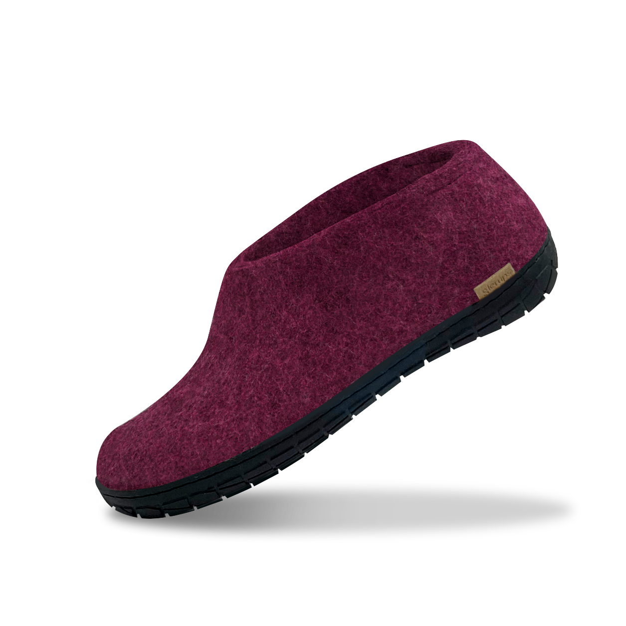 Glerups black rubber shoe in cranberry