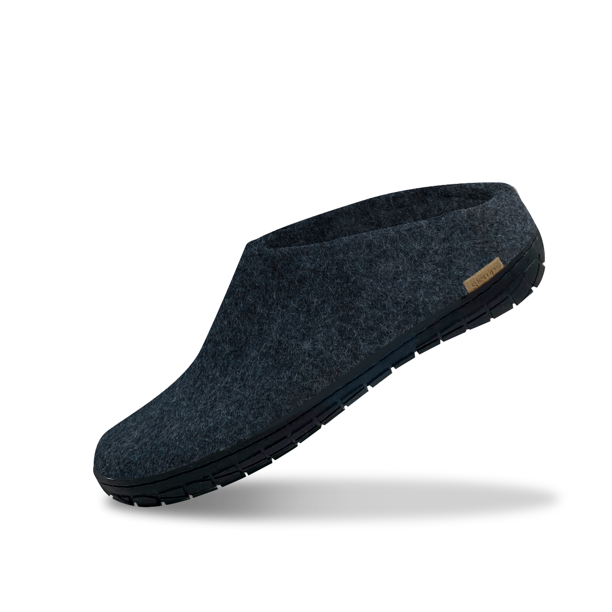 Glerups black rubber slip on in denim