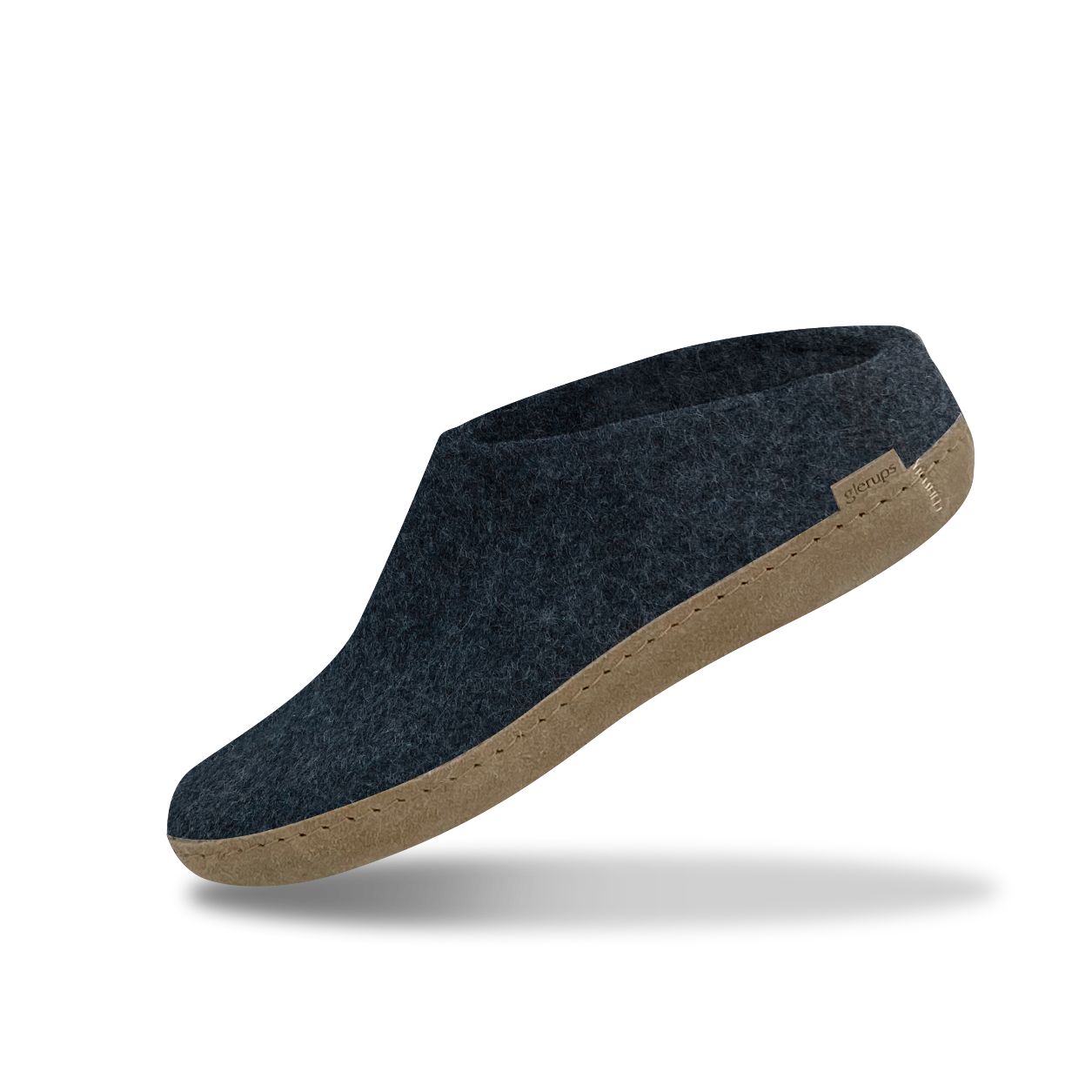 Glerups leather sole slip ons in charcoal