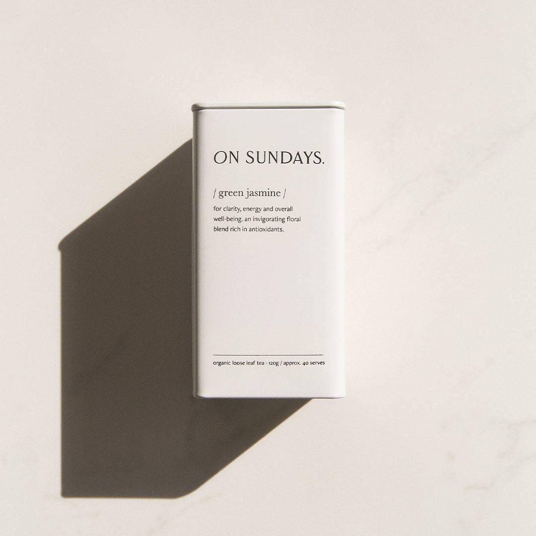 Product packaging with 'ON SUNDAYS' branding on a neutral background