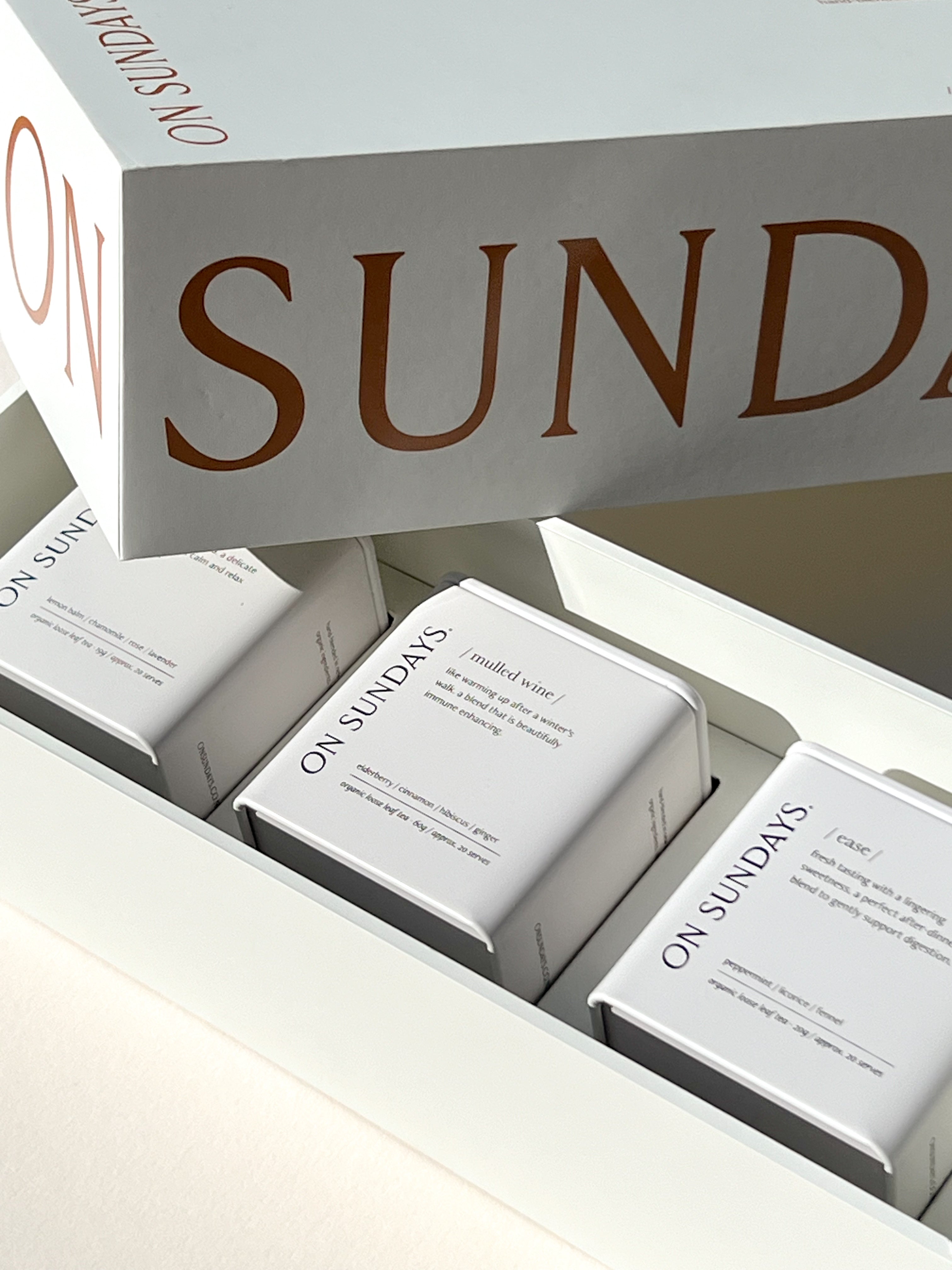 On Sundays organic loose leaf signature blends gift set with three tins