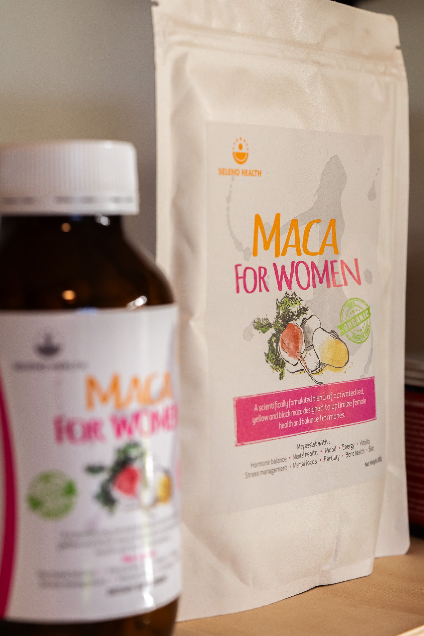 Maca for Women packet and bottle on the shelf