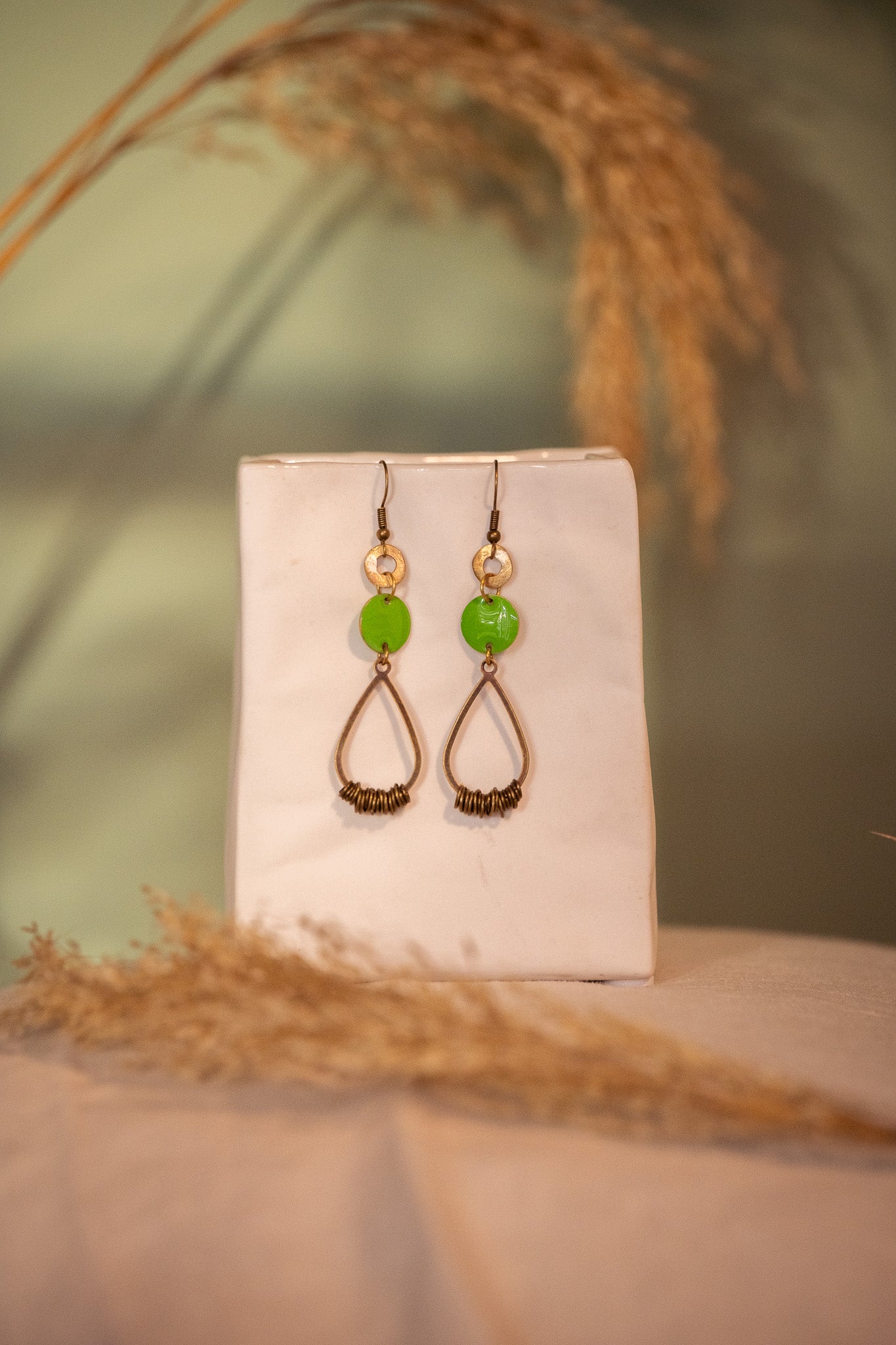 Agathe enamel and brass earrings