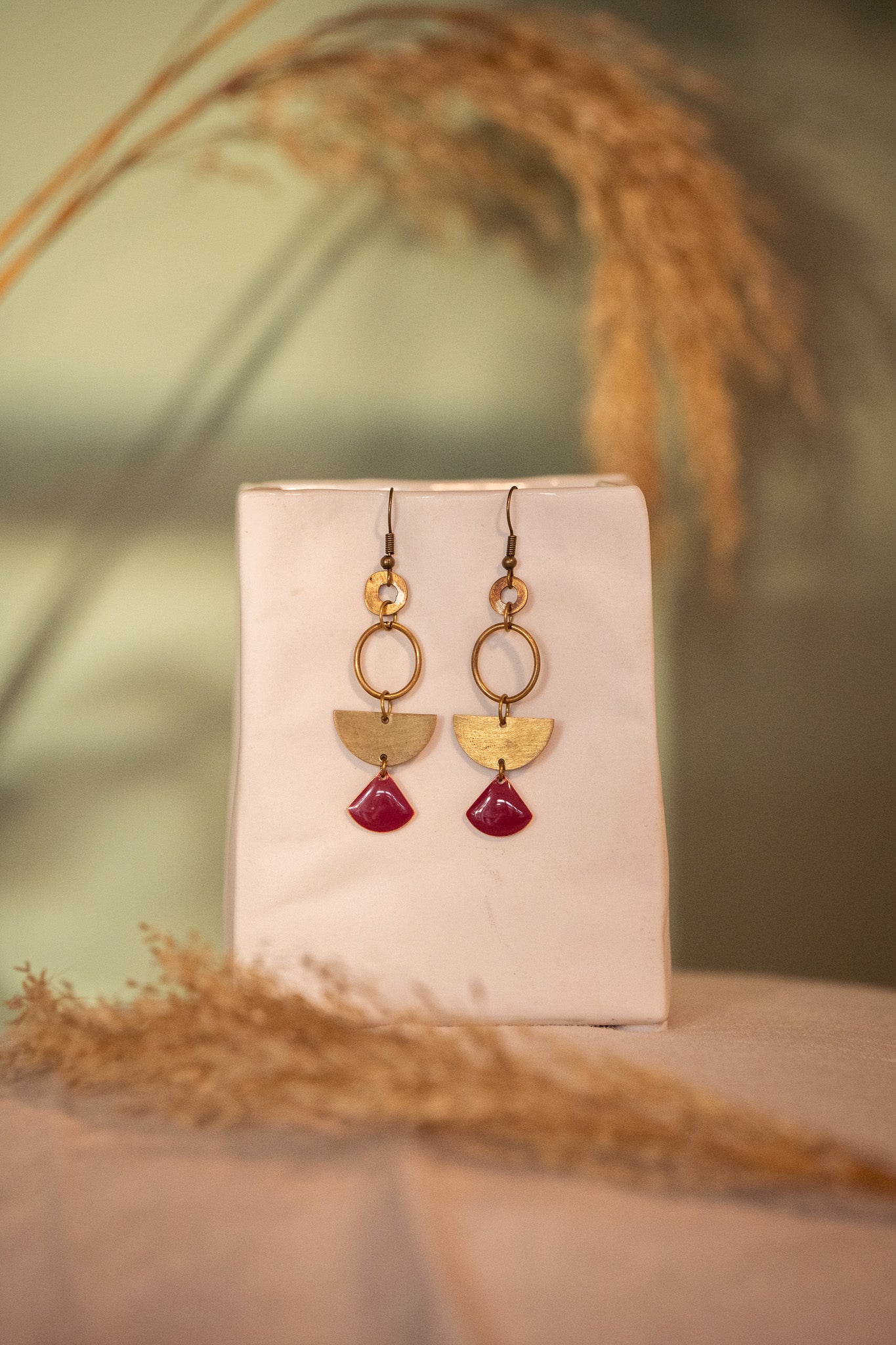 Enamel and brass earrings