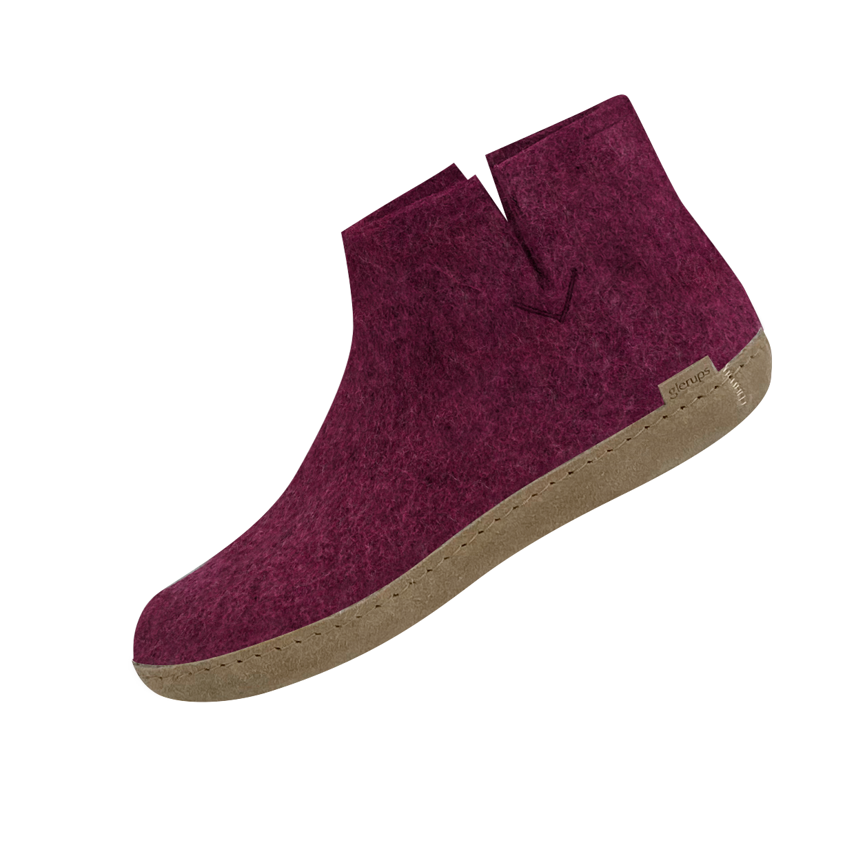 Glerups leather sole boot in cranberry
