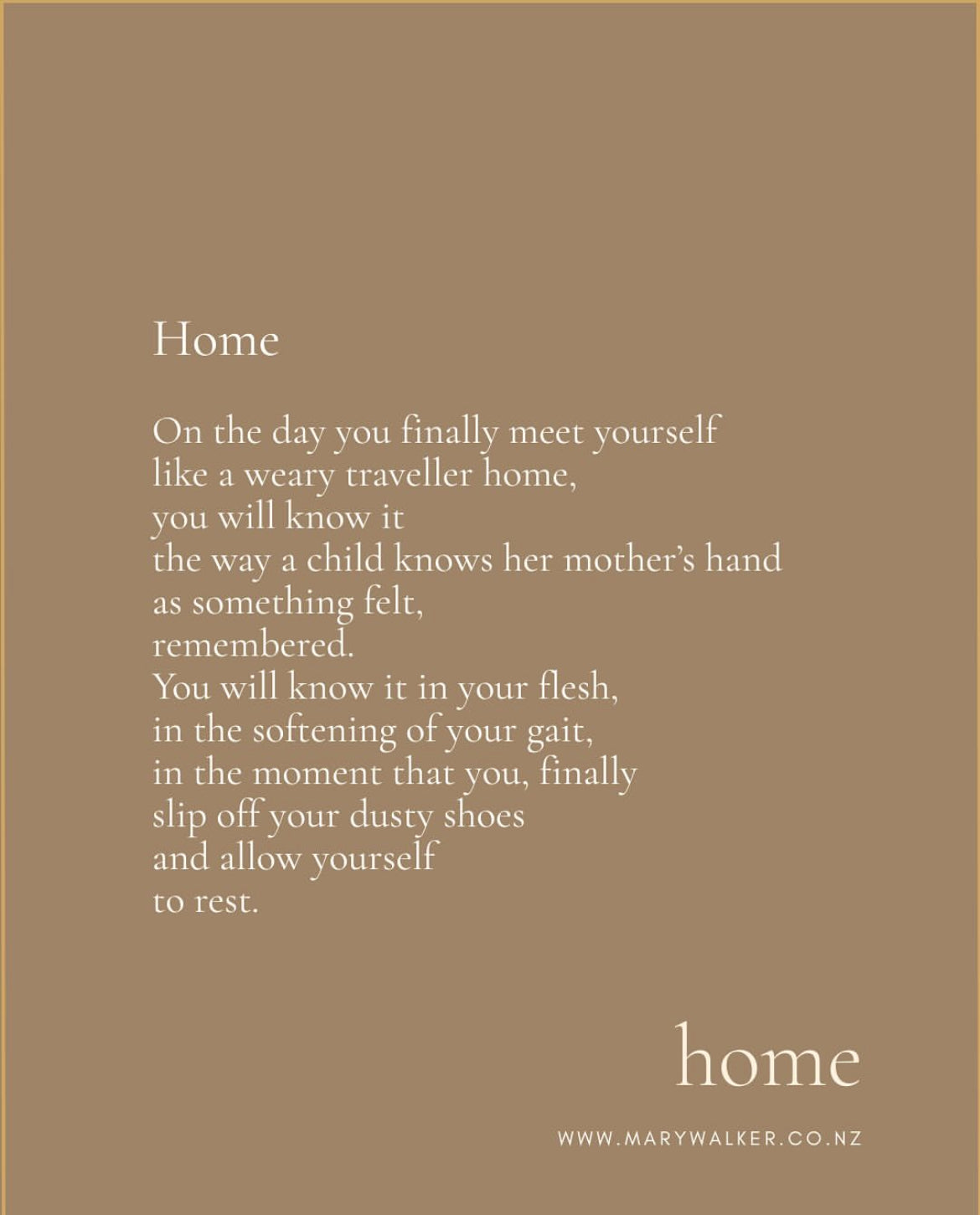 Poem text from the book 'home' by Mary Walker