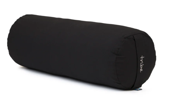 Tribe yoga bolster in black on a white background