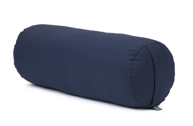 Tribe yoga bolster in navy on a white background