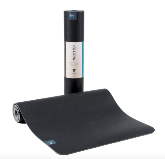 Tribe Warrior black yoga mat on a white background